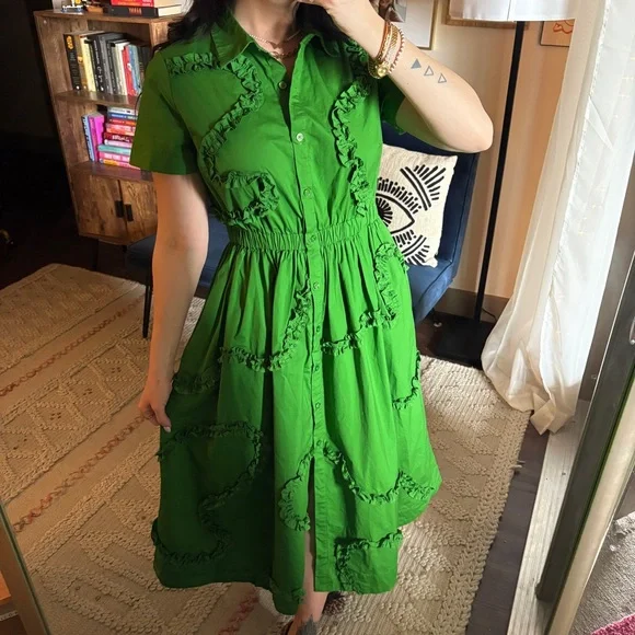 Kate Spade x Target Green Ruffled Midi Dress